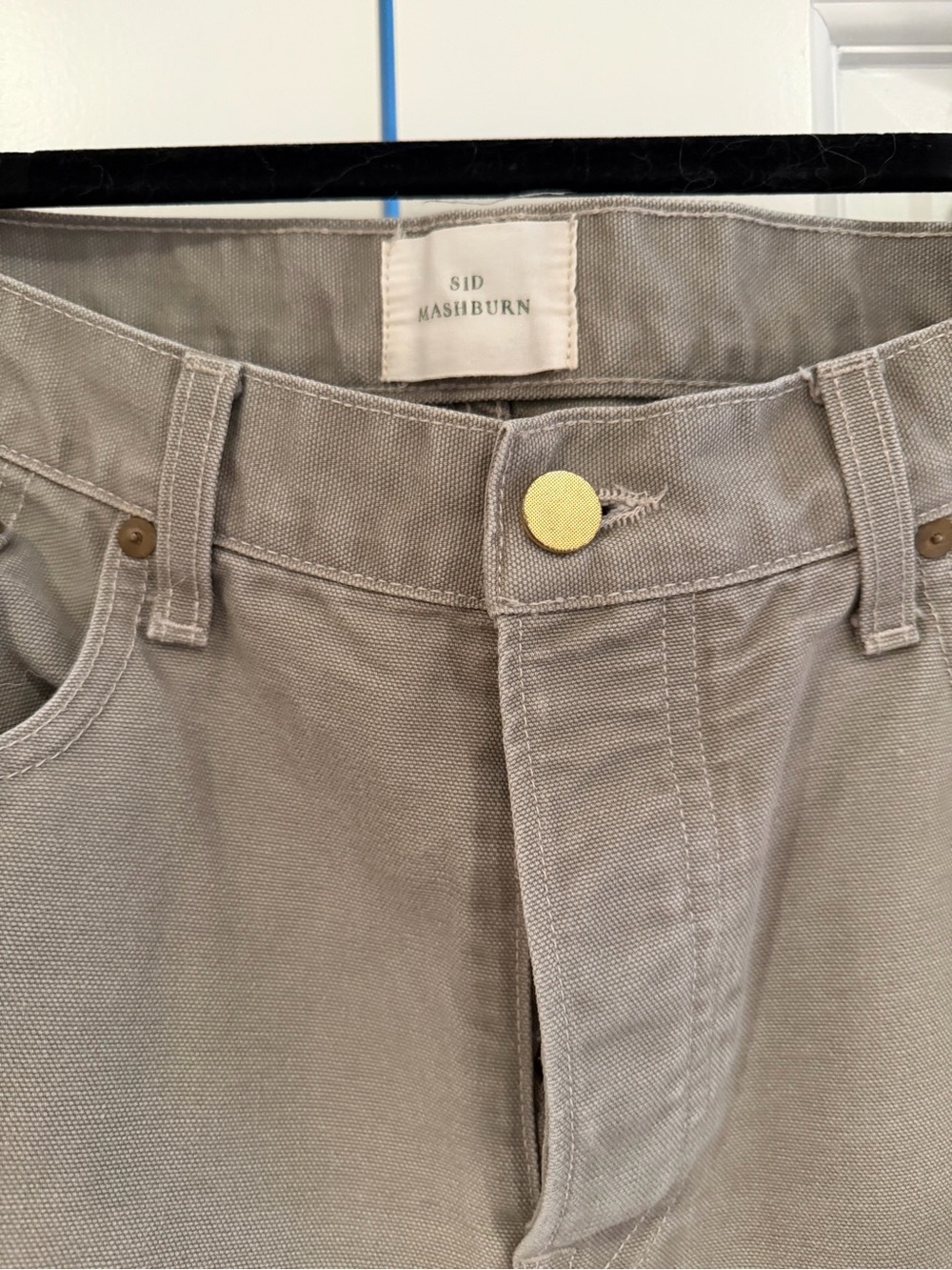 Sid Mashburn Men's Five Pocket Canvas Pants in Light Gray-Taupe